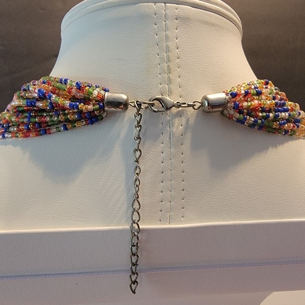 Multi Color and Strand Seed Bead Necklace - Picture 3 of 4